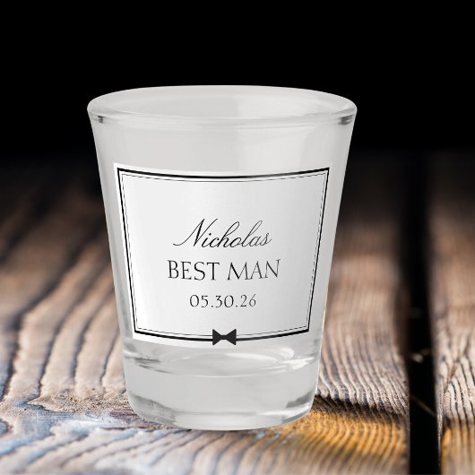Personalisierter klassischer Simple Bowtie Trauzeu Schnapsglas