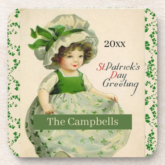 Personalisierter klassischer St. Patrick's Day Getränkeuntersetzer (Vorderseite)