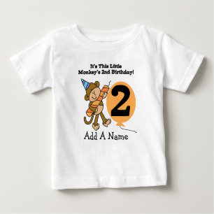 Personalisierter kleiner Affe-2. Geburtstags-T - Baby T-shirt