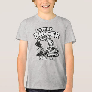 Personalisierter kleiner Bagger Tri-Blend Shirt