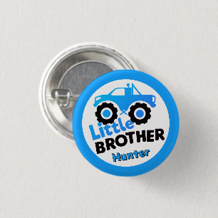Personalisierter Kleiner-Bruder-Monstertruck Blau Button
