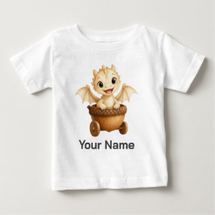 Personalisierter kleiner Drache im Eichelkarren Baby T-shirt