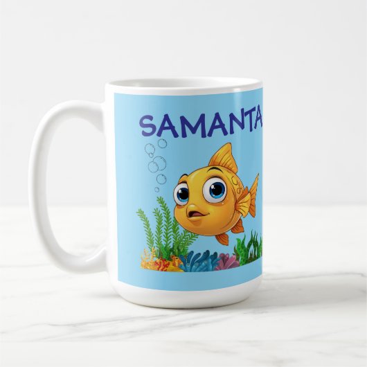 Personalisierter Kleiner Fisch Klassischer Becher Kaffeetasse (Links)