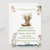 Personalisierter kleiner Frosch 1. Party Einladung (Vorne/Hinten)