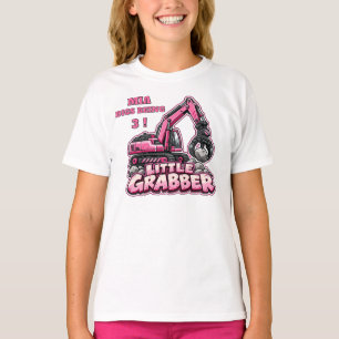 Personalisierter Kleiner Greifer Rosa Bagger T-Shirt