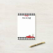 Personalisierter kleiner roter LKW Post-it Klebezettel (Auf Schreibtisch)