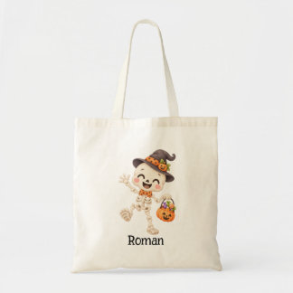 Personalisierter kleiner Skelett-Trick-or-Treat-Be Tragetasche