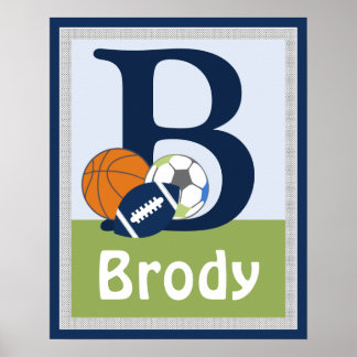 Personalisierter Kleiner Sportspieler Name Poster