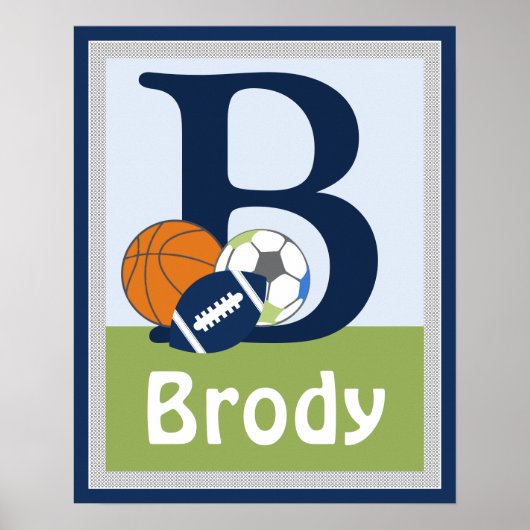 Personalisierter Kleiner Sportspieler Name Poster (Vorne)