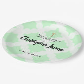 Personalisierter Kleinkind| Taufbecken Grün| Goldk Pappteller (Schrägansicht)