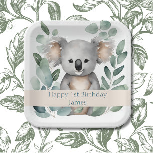 Personalisierter Koala Bär Geburtstag Pappteller