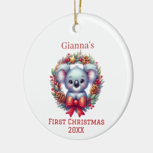 Personalisierter Koala-Bär Keramik Ornament (Links)