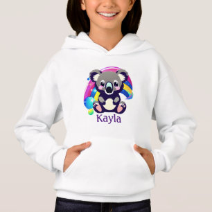 Personalisierter Koala-Bär und Regenbogen Hoodie