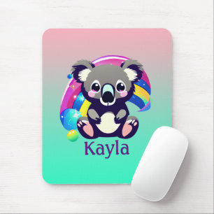 Personalisierter Koala-Bär und Regenbogen Mousepad