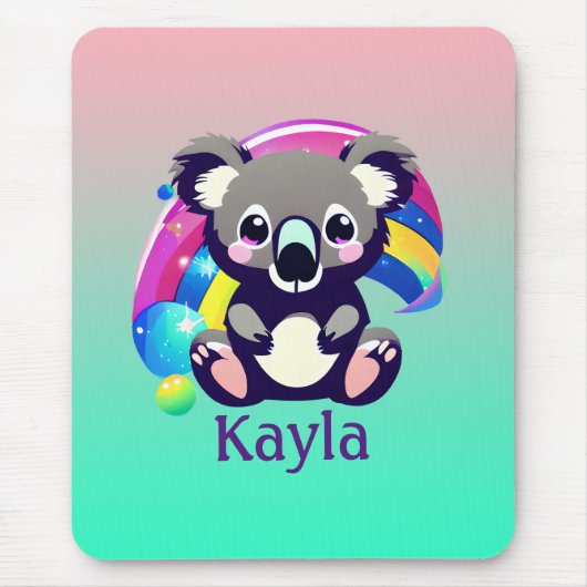 Personalisierter Koala-Bär und Regenbogen Mousepad (Vorne)