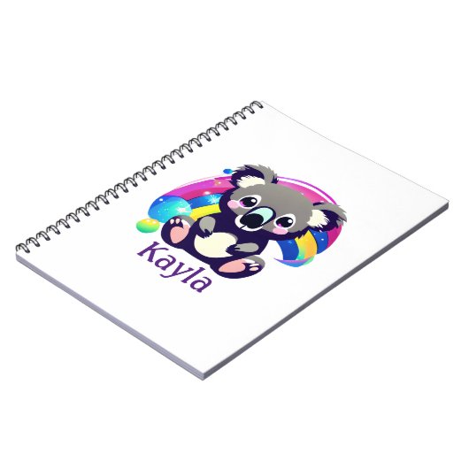 Personalisierter Koala-Bär und Regenbogen Notizblock (Linke Seite)