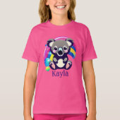 Personalisierter Koala-Bär und Regenbogen T-Shirt (Vorderseite)