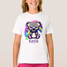 Personalisierter Koala-Bär und Regenbogen T-Shirt
