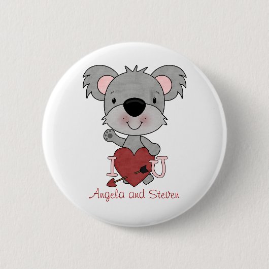 Personalisierter Koala-Liebe-Knopf Button (Vorderseite)