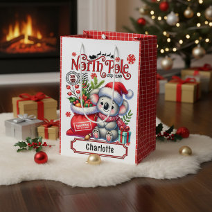 Personalisierter Koala-Weihnachtsname Mittlere Geschenktüte