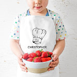 Personalisierter Koch Kinderschürze<br><div class="desc">Diese personalisierte Schürze ist für den kleinen Koch,  der gerne in der Küche oder am Grill behilflich ist. Es zeigt eine Abbildung des Hutes eines klassischen Koch mit dem Wort "Koch" im Skript. Passen Sie ihn mit dem Namen des Kindes unten in serifenlosen Schriftart an.</div>