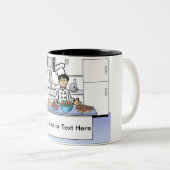 Personalisierter Koch, Koch - Männlicher Cartoon Zweifarbige Tasse (VorderseiteRechts)