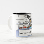 Personalisierter Koch, Koch - Männlicher Cartoon Zweifarbige Tasse (Vorderseite Links)