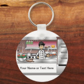 Personalisierter Koch mit Hut - Männlicher Cartoon Schlüsselanhänger (Vorderseite)