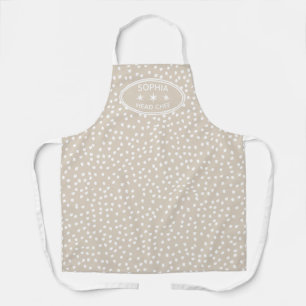 Personalisierter Koch Moderner Boho beige Polka Do Schürze