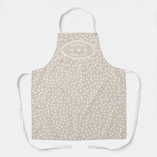 Personalisierter Koch Moderner Boho beige Polka Do Schürze (Vorderseite)