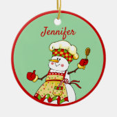 Personalisierter Koch Snowman Weihnachten Keramik Ornament (Vorne)