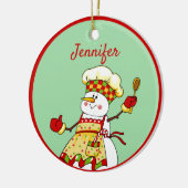 Personalisierter Koch Snowman Weihnachten Keramik Ornament (Links)