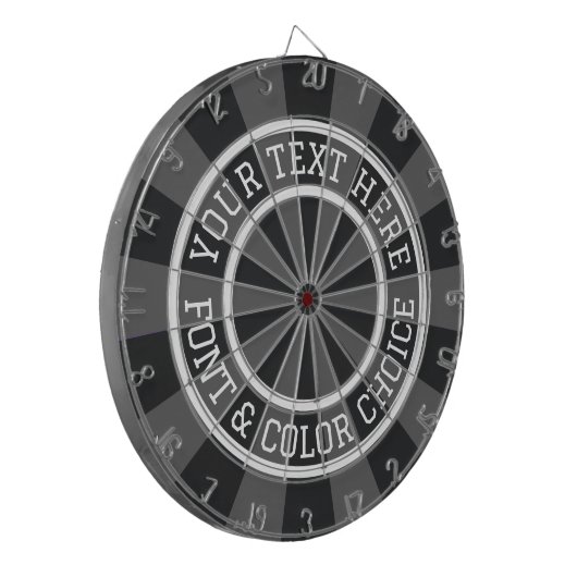 Personalisierter Kohlgrau oder Farbtext Dartscheibe (Vorderseite Links)