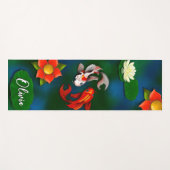 Personalisierter Koi Fish White Lotus Lily Pond Yogamatte (Vorderseite (Horizontal))