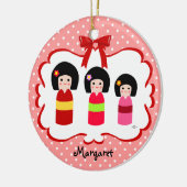 Personalisierter Kokeshi Schwester-Polka-Punkt Keramikornament (Links)