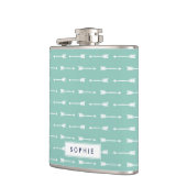 Personalisierter Kolben mit Minze und weißen Pfeil Flachmann (Links)