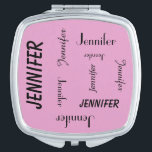 Personalisierter kompakter Spiegel, Taschenspiegel<br><div class="desc">Dieser personalisierte kompakte Spiegel wird mit Ihrem Namen verziert, wenn man schwarze Buchstaben, im unterschiedlichen Schriftart, verschiedene Größen, alle in einem hellrosa Hintergrund wiederholt. Einfach zu personifizieren - ÄNDERN Sie einfach NAMEN in EINEM PLATZ. Ein was für wunderbares Geschenk für Brautjungfern, Lehreranerkennung oder irgendeinen besonderen Anlass. Stützt Text bis zu...</div>