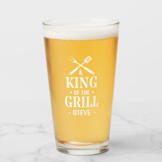 Personalisierter König des Grills Glas (Vorne (Gefüllt))