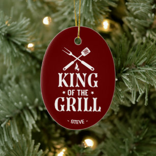 Personalisierter König des Grills Weihnachten Keramik Ornament