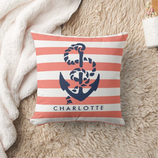 Personalisierter Korallenriff und Anker der Marine Kissen (Decke)