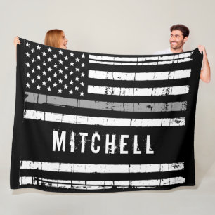 Personalisierter Korrektor mit dünner grauer Lini Fleecedecke