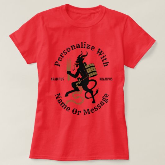 Personalisierter Krampus Roter T - Shirt (Design vorne)