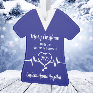 Personalisierter Krankenhausname Frohe Weihnachten Ornament