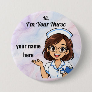 Personalisierter Krankenpfleger mit Brille Namenss Button