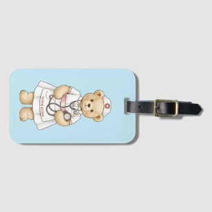 Personalisierter Krankenpfleger-Teddybär mit indiv Gepäckanhänger