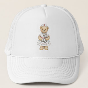 Personalisierter Krankenpfleger-Teddybär mit indiv Truckerkappe