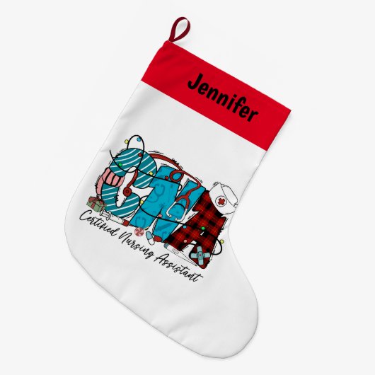 Personalisierter Krankenpfleger Weihnachten Großer Weihnachtsstrumpf (Vorderansicht (hängend))