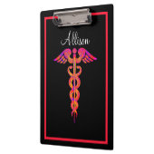 Personalisierter Krankenschwestercaduceus-buntes Klemmbrett (Links)
