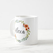 Personalisierter Kranz der botanischen Blume Kaffeetasse (Vorderseite Links)