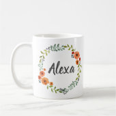 Personalisierter Kranz der botanischen Blume Kaffeetasse (Links)